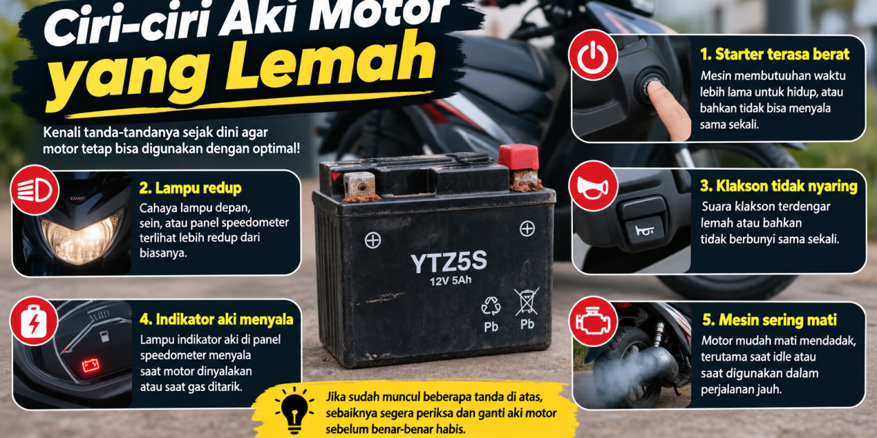Jangan Tunggu Mogok! Ini Ciri Aki Motor Lemah